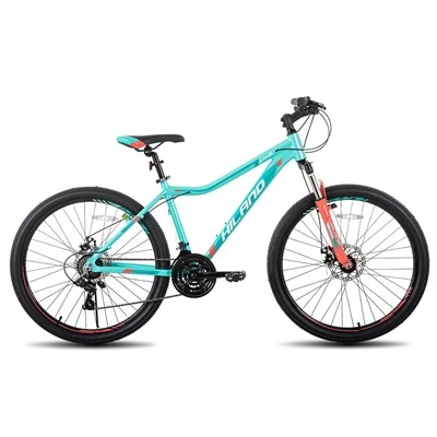 21 velocidades com suspensão Lock-Out, quadro de alumínio MTB